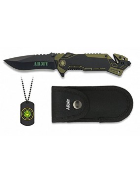 FOLDING KNIFE '' ARMY '' ALBAINOX WITH CHAIN ​​+ PLATE AND CASE [19436]