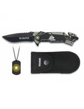 FOLDING KNIFE '' MARINE '' 19434GR220 WITH CHAIN ​​+ PLATE AND CASE [19434GR220]