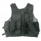 BLACK TACTICAL VEST WITH 10 POCKETS AND HOLSTER [06557B]