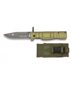 K25 FOLDING KNIFE GREEN RUBBERIZED ALUMINUM HANDLE BLADE CM. 9,7CM [18325]