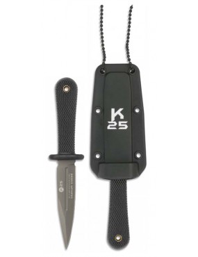 CUCHILLO TÁCTICO MINI BOTERO K25 CON HOJA FIJA DE 7,5 CM Y FUNDA DE COLLAR RÍGIDA [31898]