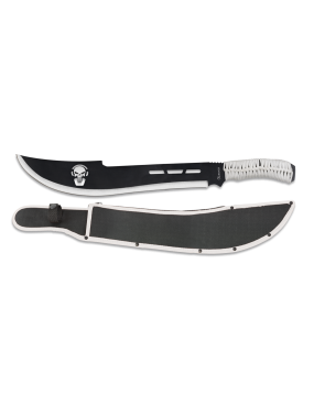 MACHETE TATTICO ALBAINOX SKULL MANICO IN ACCIAIO CON PARACORD BIANCO, LAMA 46 CM [32449]