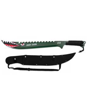 MACHETE TACTICO ALBAINOX ANGRY SHARK MANGO ACERO CON PARACORD NEGRO, HOJA 48 CM [32541]