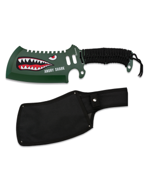 ALBAINOX TACTICAL CLEAVER ANGRY SHARK STEEL HANDLE WITH BLACK PARACORD, BLADE 19 CM [ 32542]