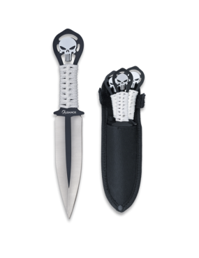 SET DI 3 COLTELLI DA LANCIO SKULL LAMA FISSA  ALBAINOX [32453]