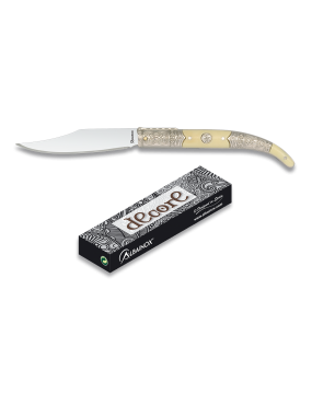 FOLDING KNIFE DECORATED IN WHITE ZAMAK/ABS, BLADE 8,3 cm ALBAINOX [19794]