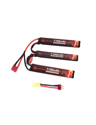 EVOLUTION BATTERIA LI-PO ULTRA POWER 11.1V 1100MAH 20C - 40C PEAK WITH T- PLUG + ADAPTER [EA0144B]