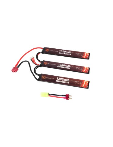 EVOLUTION BATTERIA LI-PO ULTRA POWER 11.1V 1300MAH 20C - 40C PEAK WITH T- PLUG + ADAPTER [EA0150B]